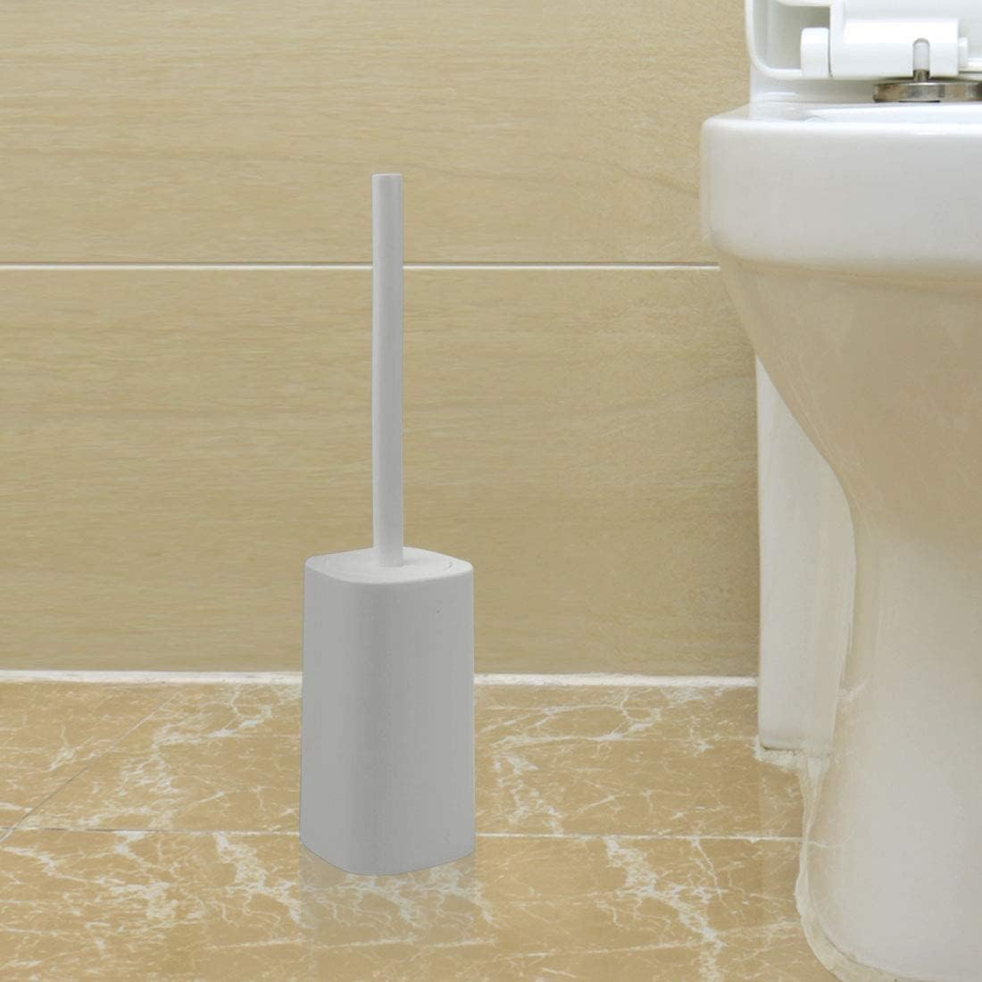 Plastic Toilet Brush with Holder - Space Saving Deep Cleaning Durable Grey