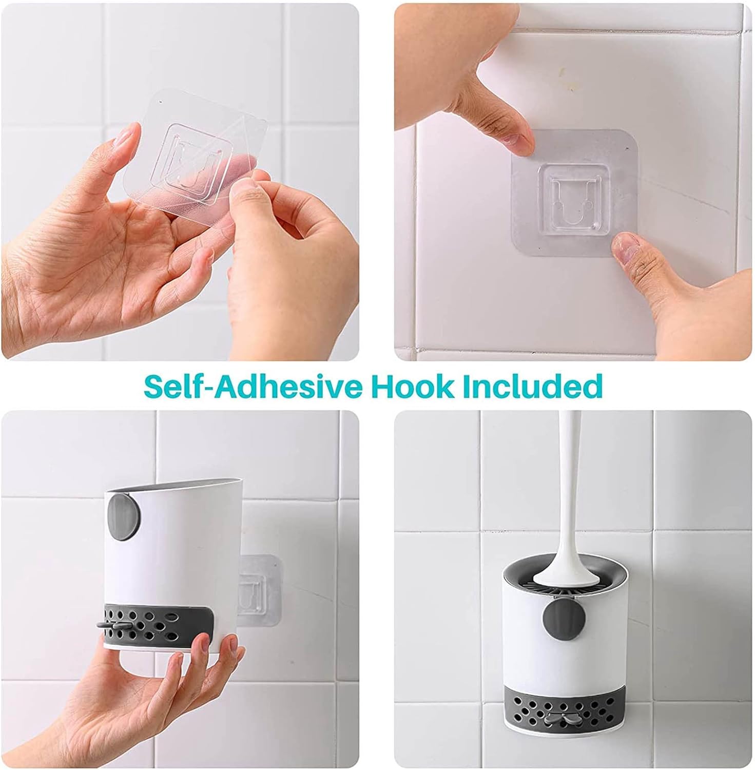 Nicfaky 2X Toilet Brush with Holder Set