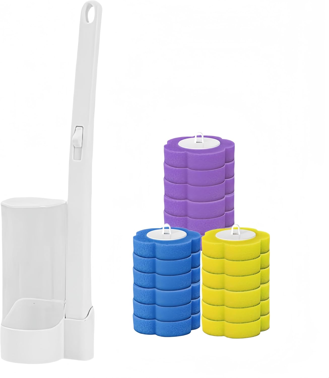 Ergonomic Toilet Brush with 18 Refills and Storage Box