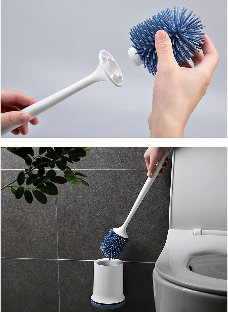 XIAOSAKU 360 Toilet Brush Set with Holder Blue