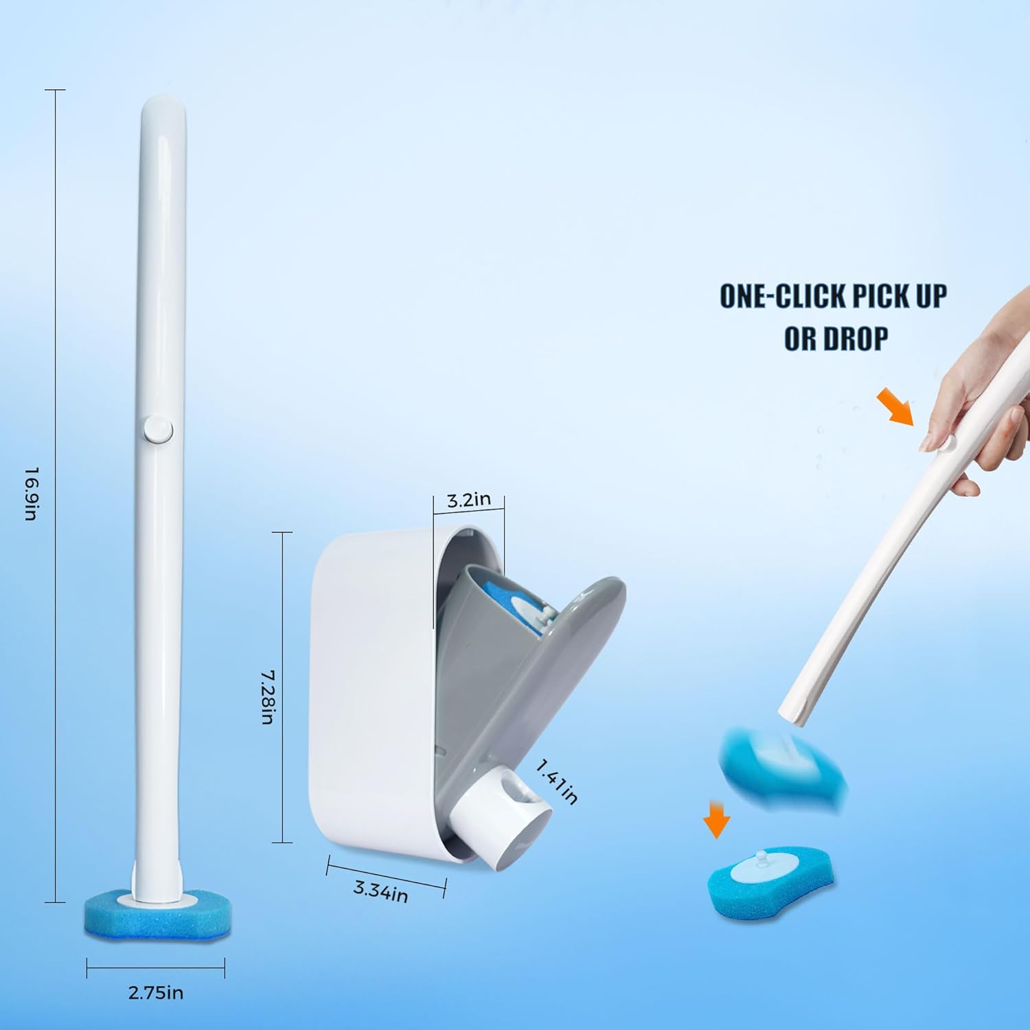 2Pack Toilet Brush and Holder with 16 Refills and Scrubbing Solution