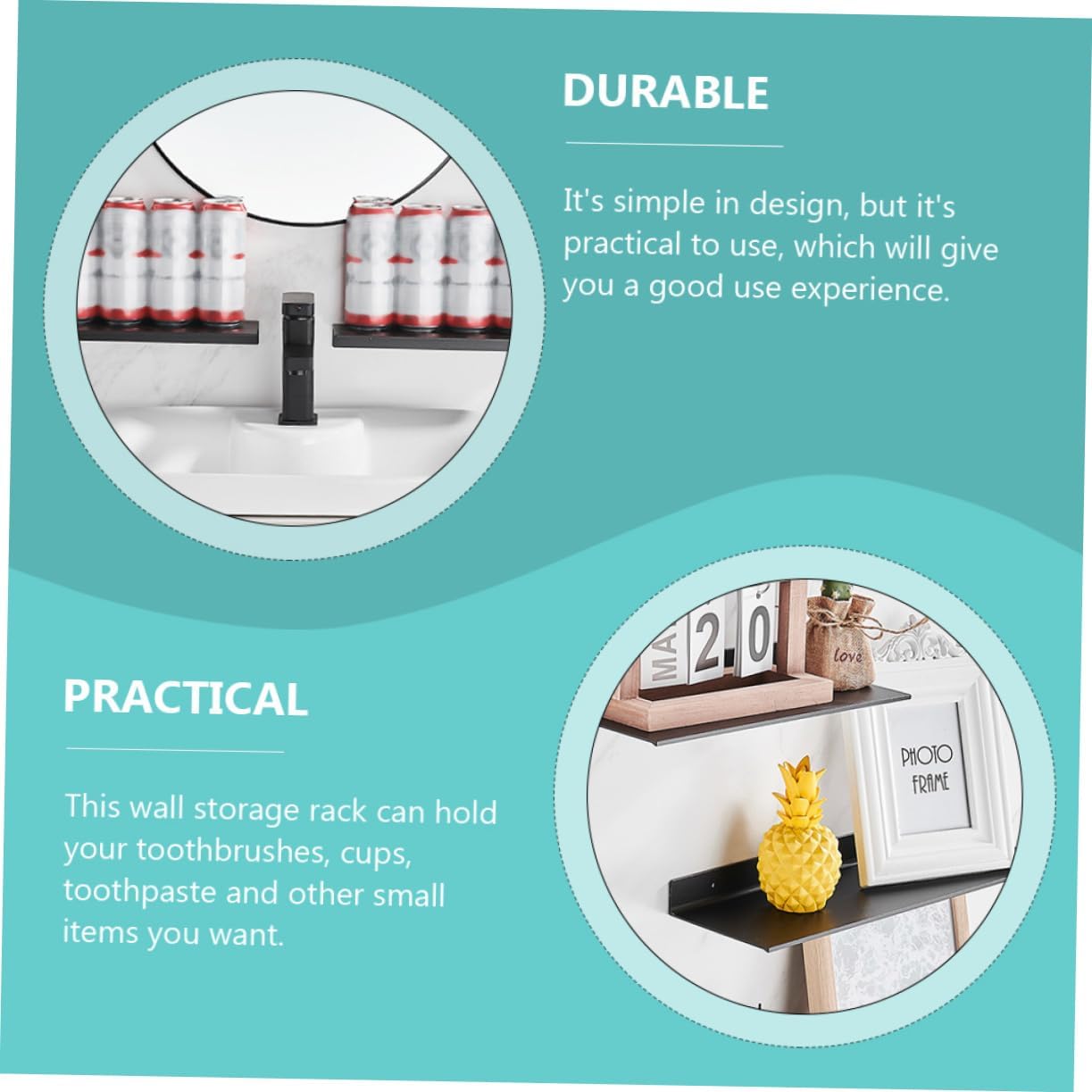 Garneck Wall Mounted Shower Caddy Non-punch Aluminum Storage Rack