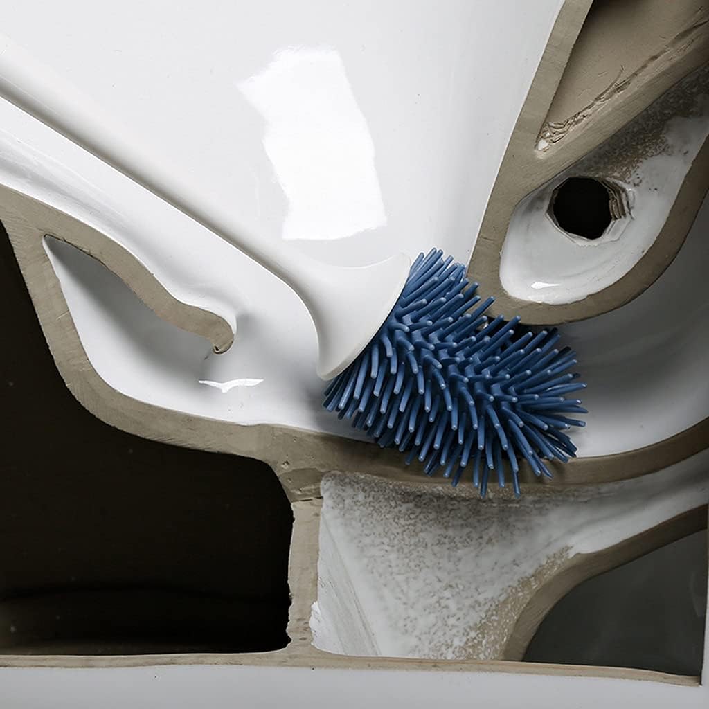 XIAOSAKU 360 Toilet Brush Set with Holder Blue