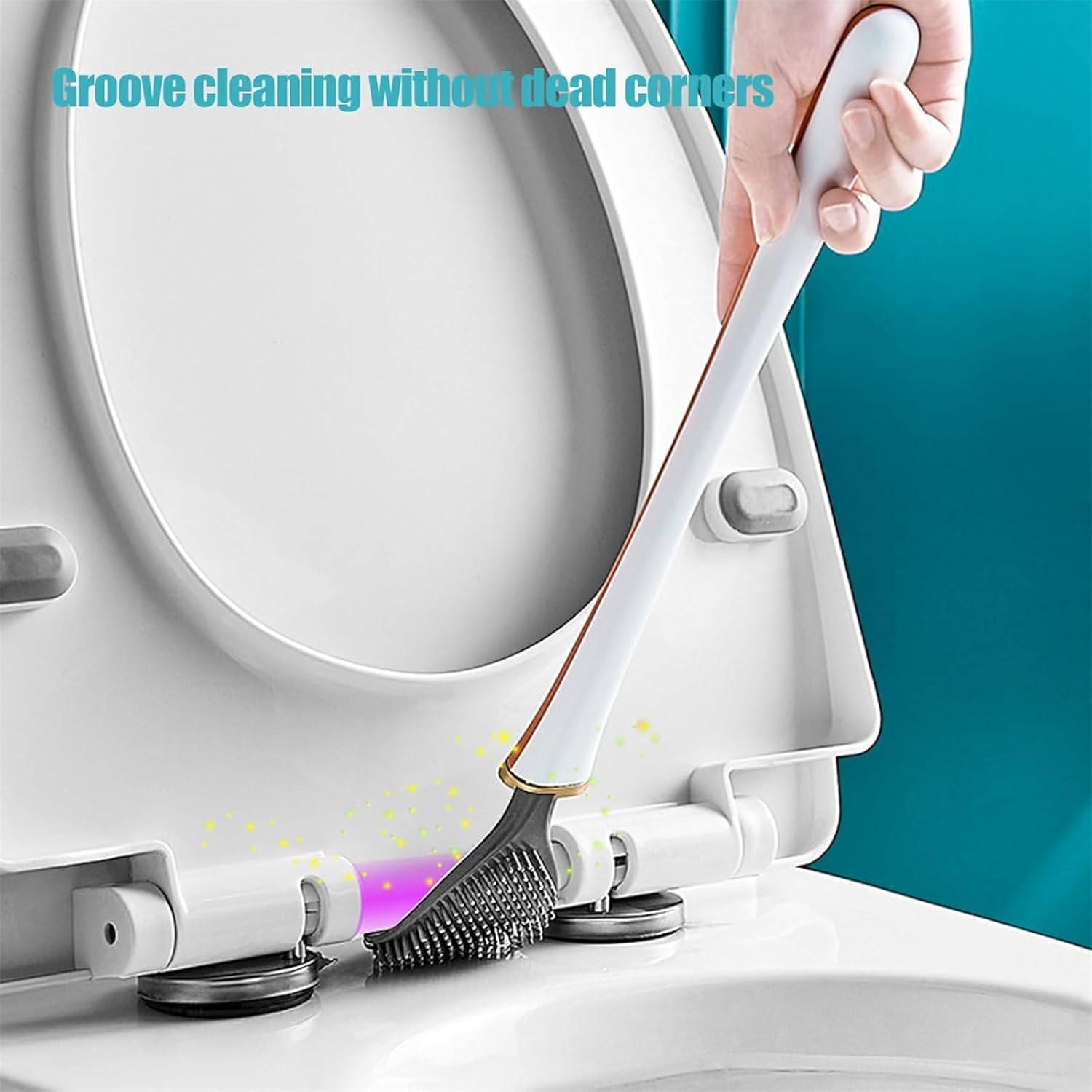 Modern Flexible Silicone Toilet Brush with Holder Set 1