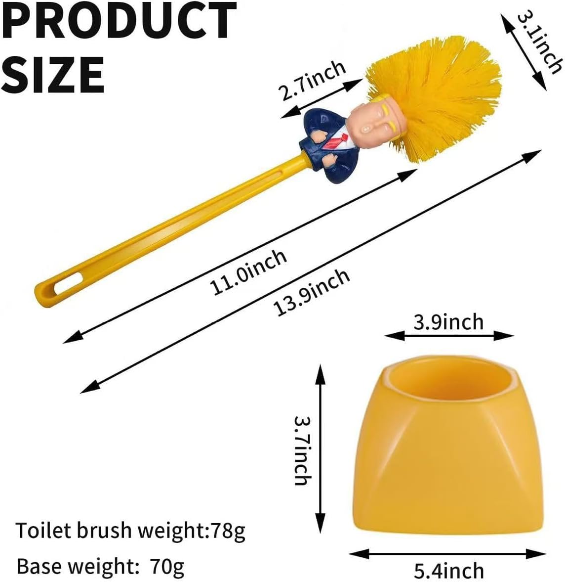 Trump Toilet Brush Set with Holder - Funny Novelty Cleaning Tool