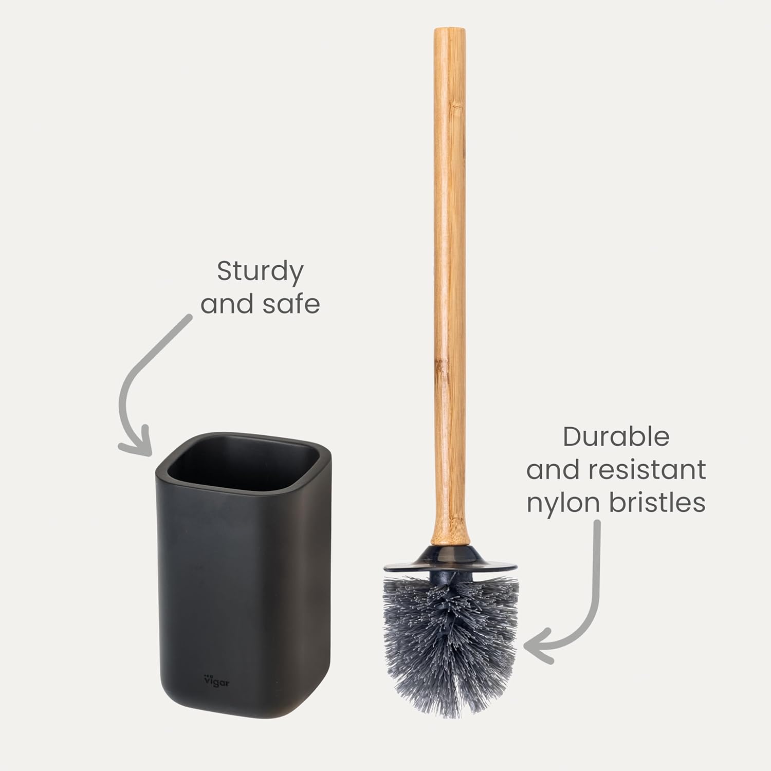 Vigar Zense Toilet Brush Set with Black Holder