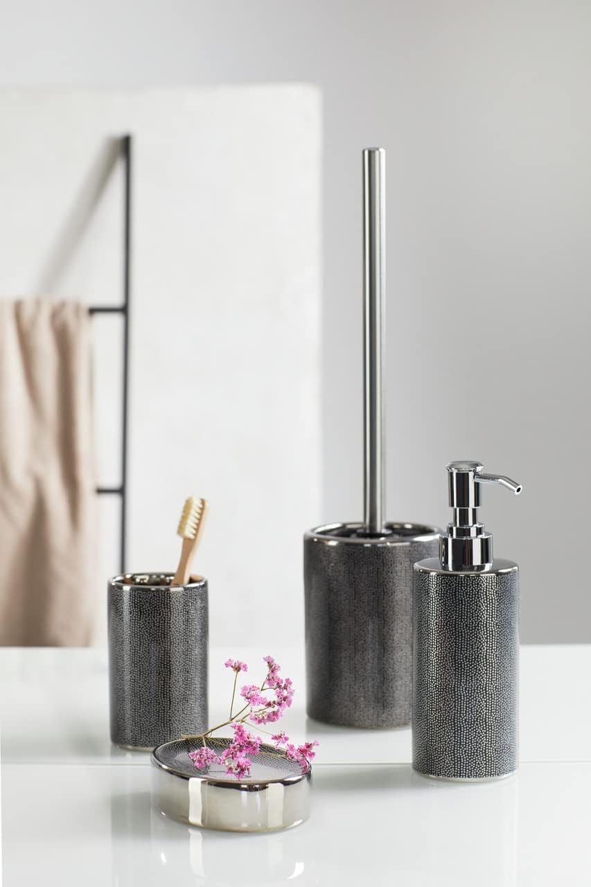 WENKO Nuria Toilet Brush Holder Silver Anthracite 1