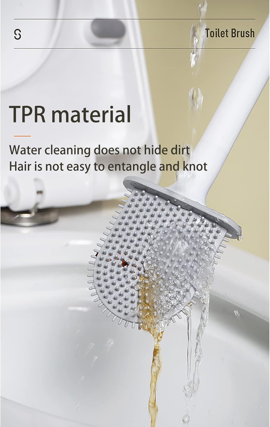 Silicone Toilet Brush with Wall Mounting Holder
