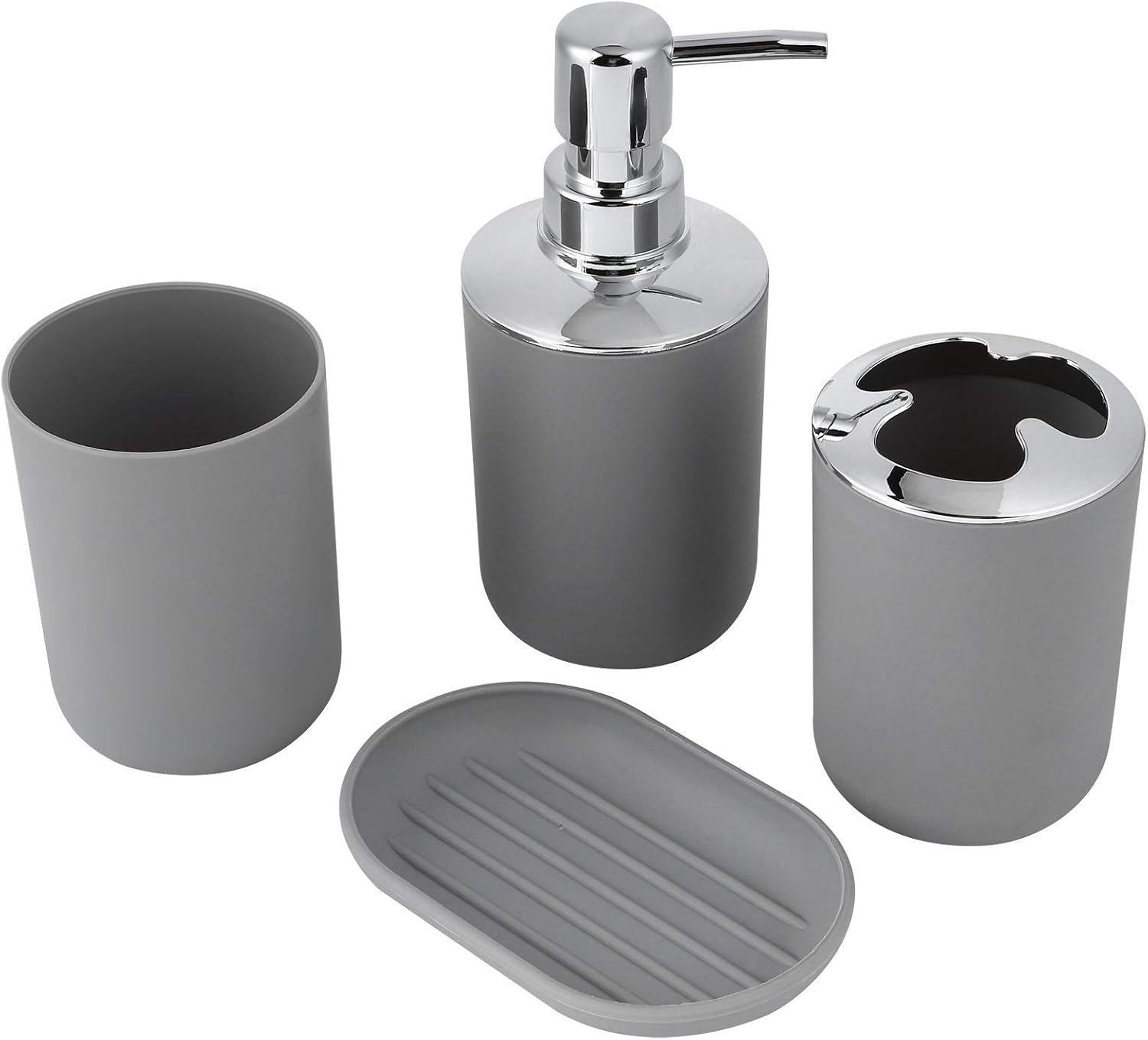 PerGar 4-Piece Bathroom Accessories Set Gray