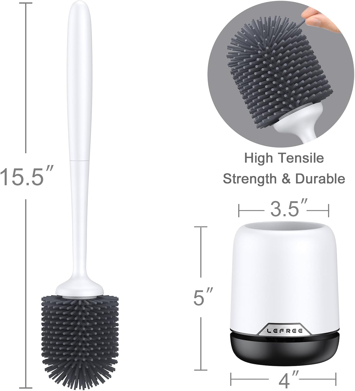 Lefree Toilet Brush Set 3 Pack with Ventilated Holder