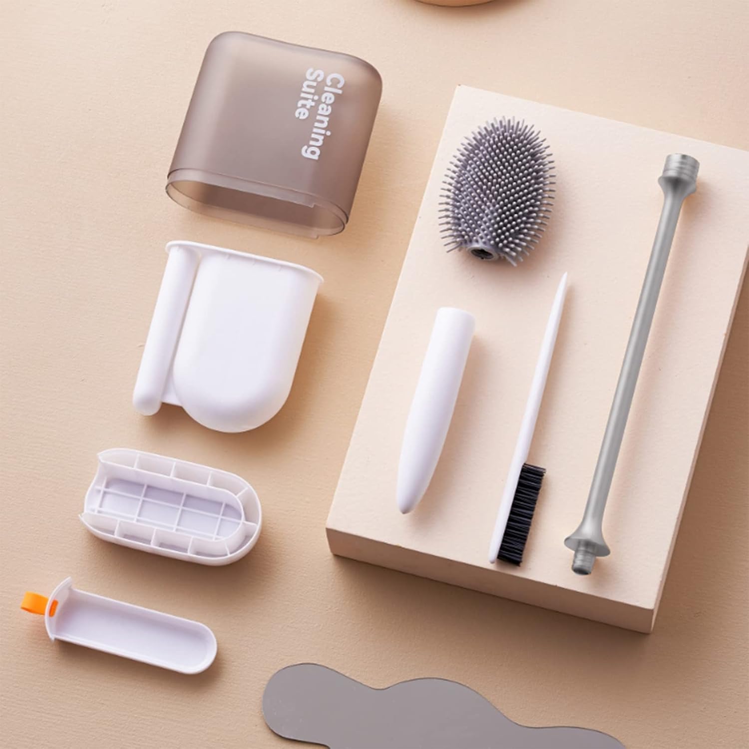 Homy Timy Silicone Toilet Brush Set - White