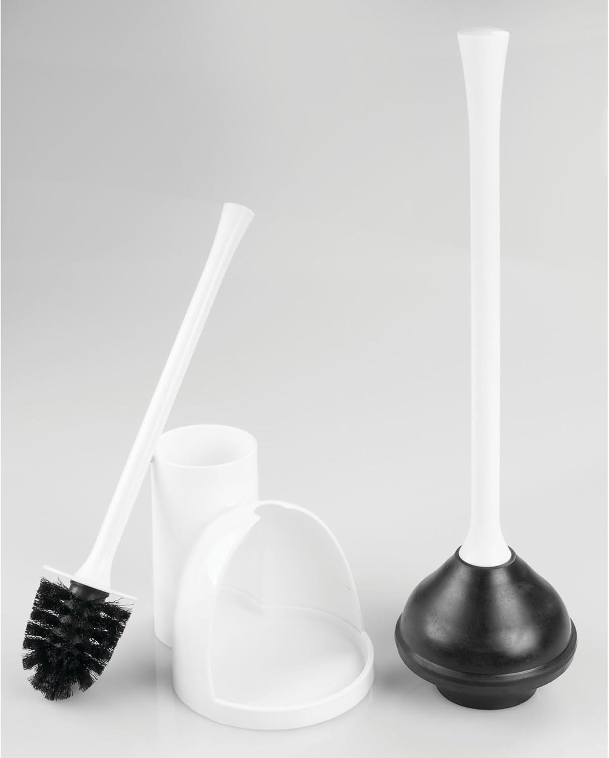 iDesign Toilet Brush Plunger Set - 2 Piece White