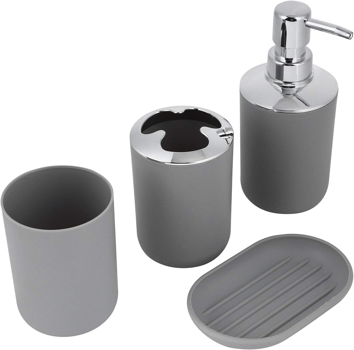 4 Piece Bathroom Accessory Set in Grey 1