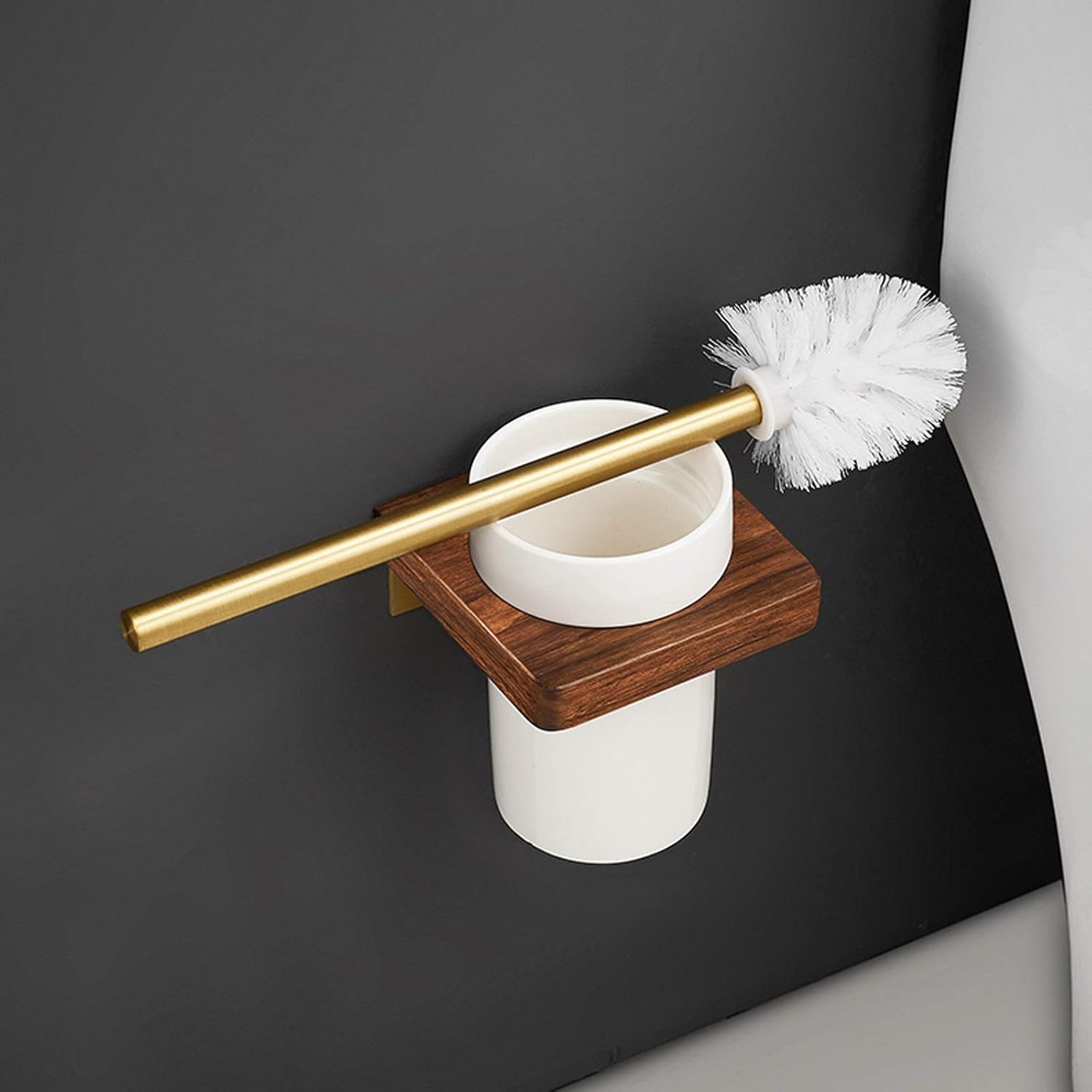 UNNS Toilet Brush with Holder Wall-Mounted Ceramic