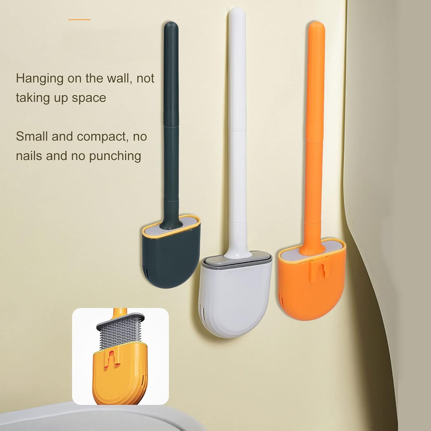 SYHAQYE Toilet Brush Holder Set - Wall Mounted Orange