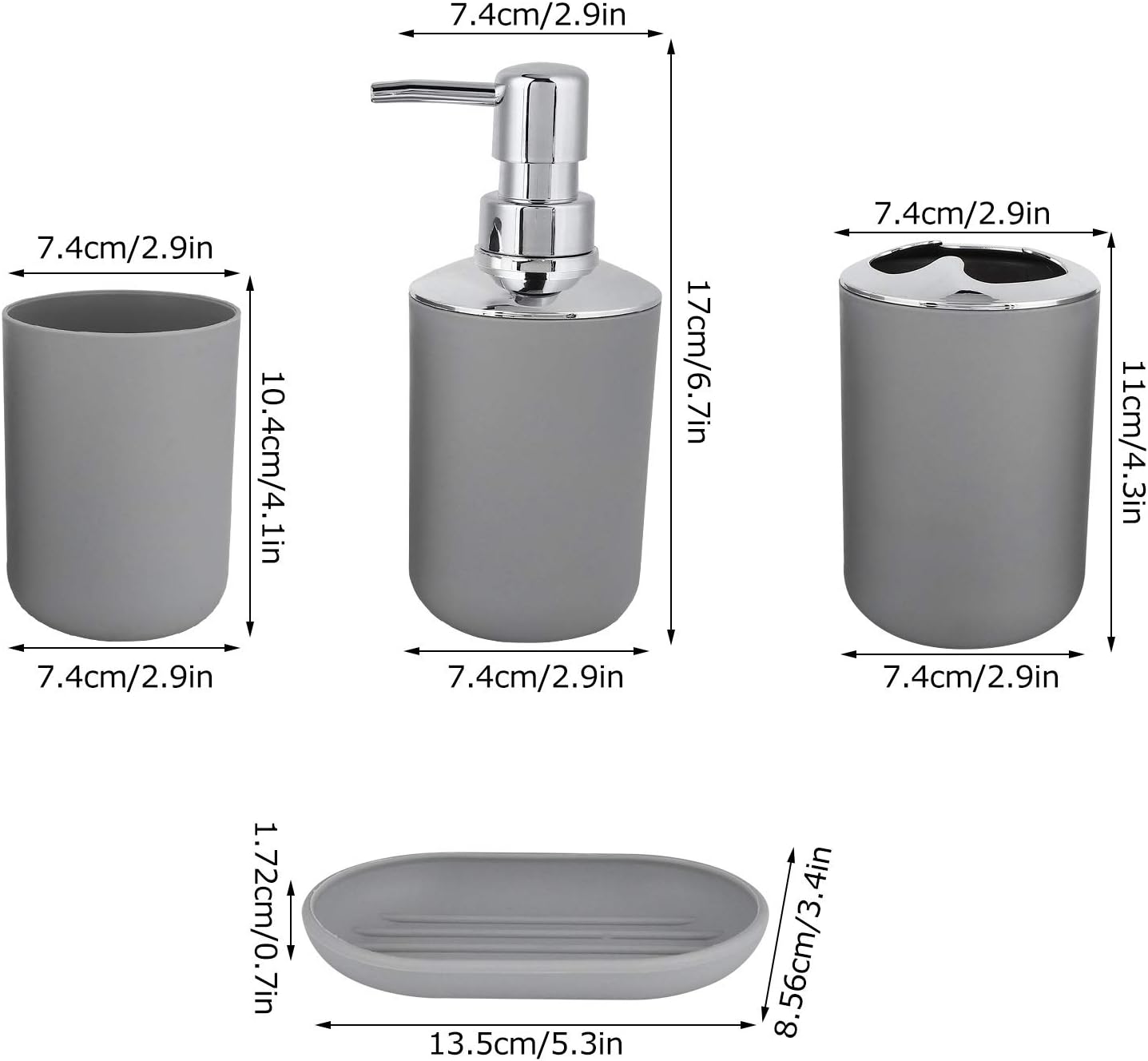 4 Piece Bathroom Accessory Set in Grey 1