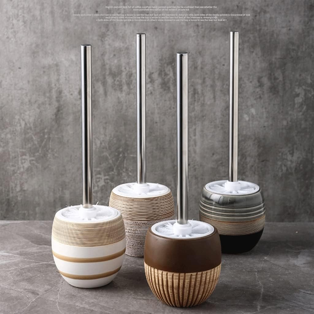 Retro Toilet Brush with Ceramic Holder and Long Handle