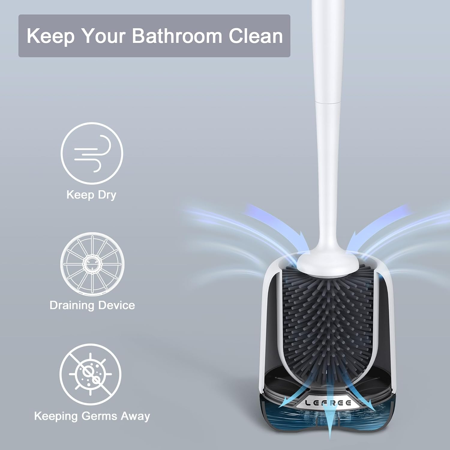 Lefree Toilet Brush Set 3 Pack with Ventilated Holder