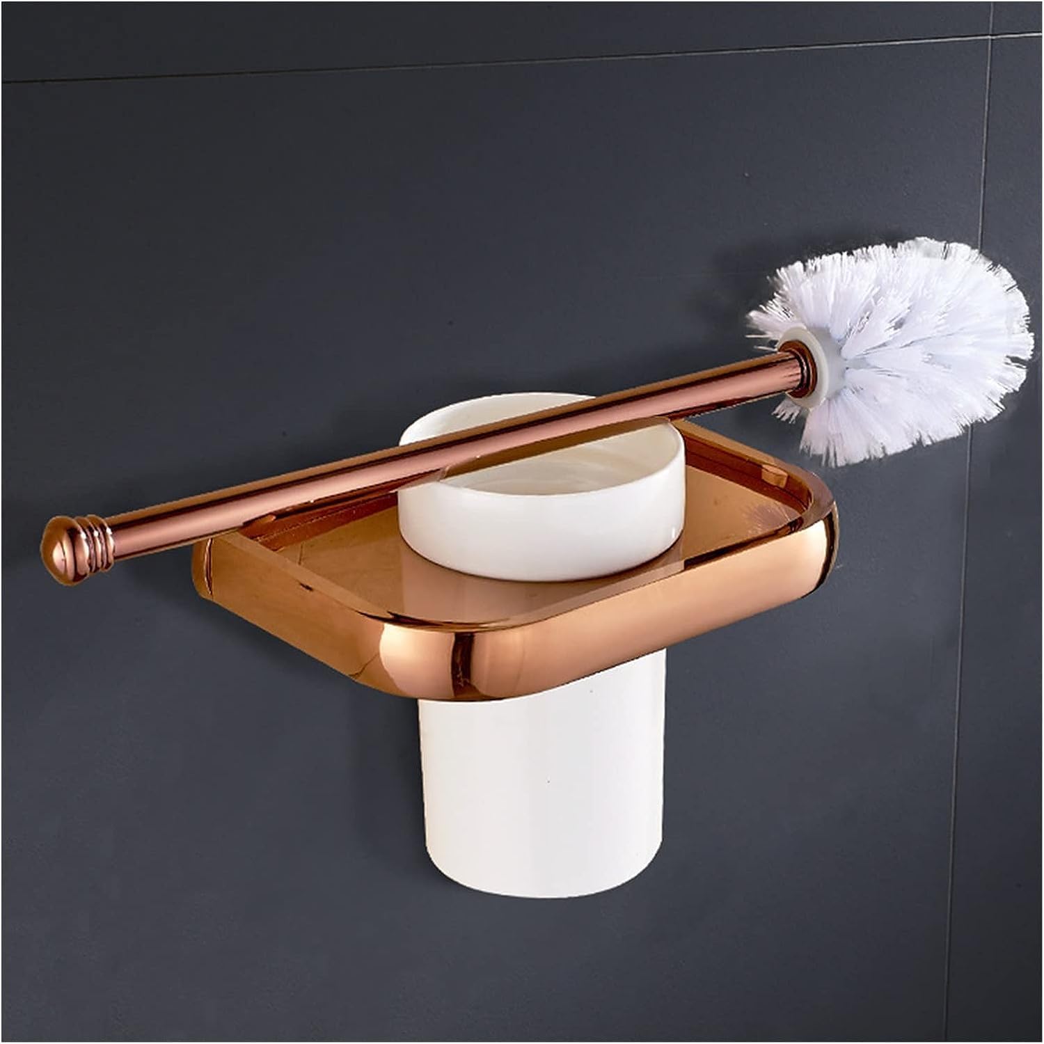 NOLLAM Rose Gold Brass Toilet Brush Set