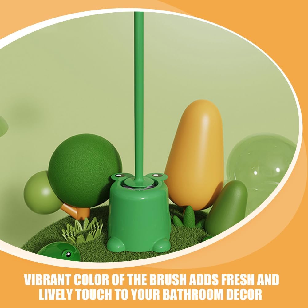 Frog Toilet Bowl Brush and Holder Set Green