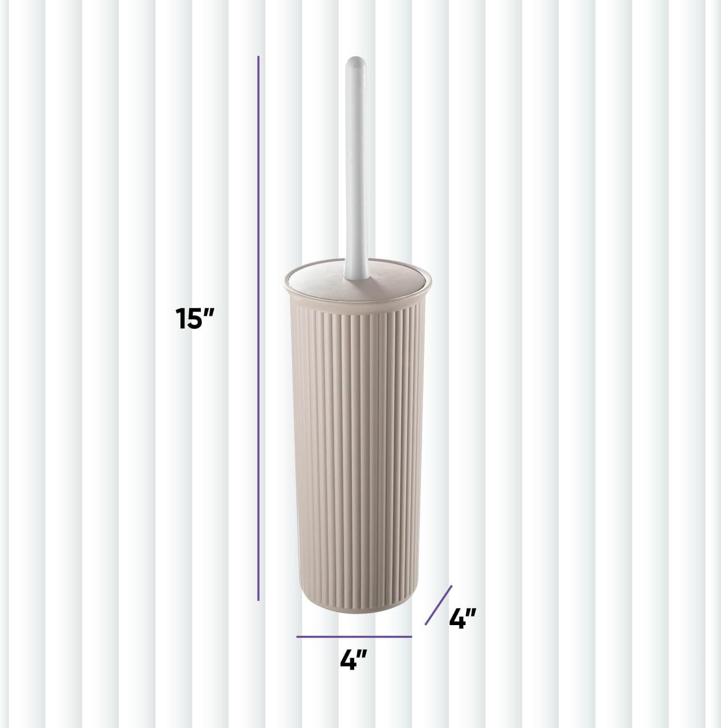 Superio Decorative Toilet Brush with Holder Set Taupe
