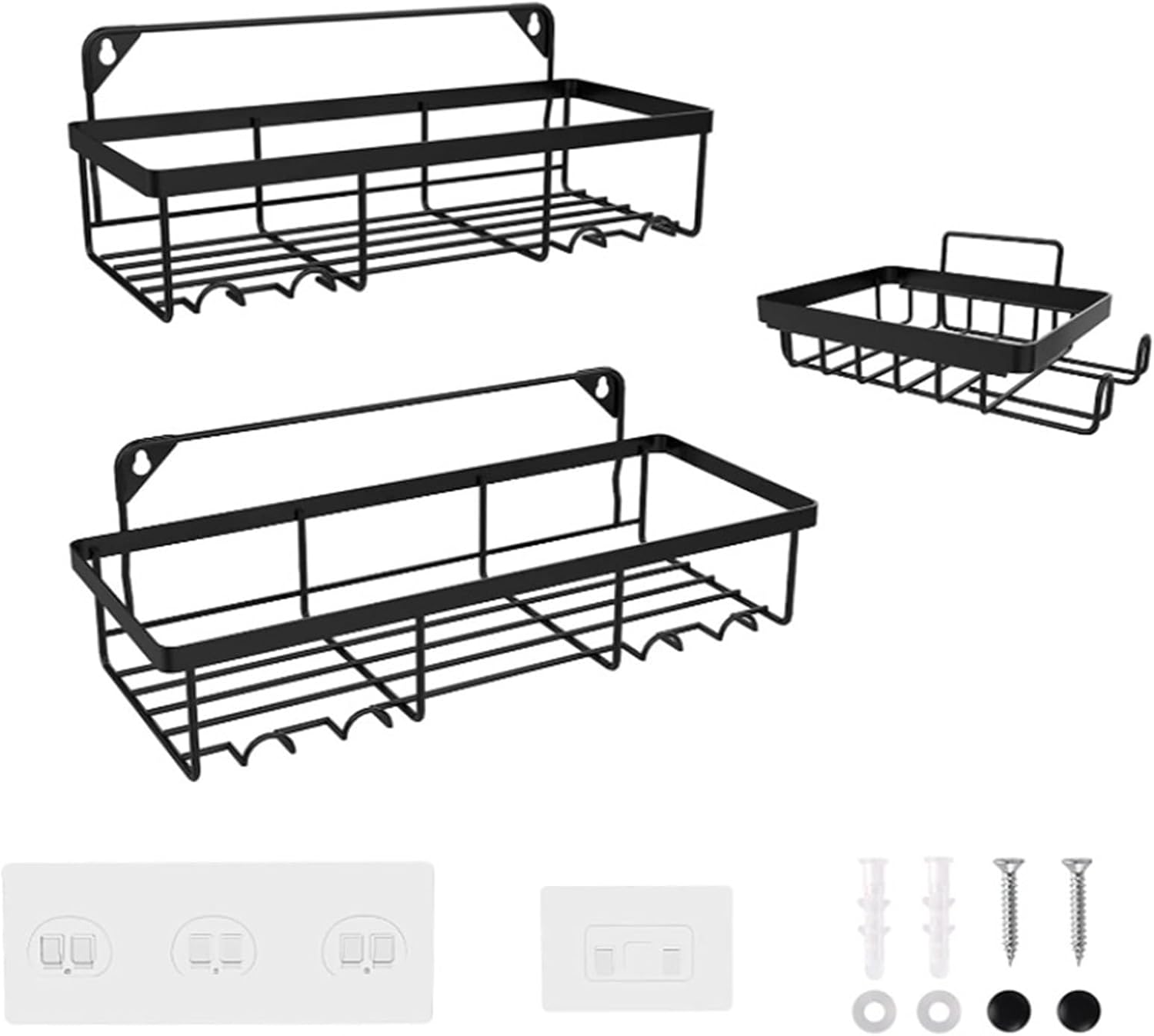 Shower Caddy 4 Pack Adhesive Organizer with Large Capacity and Rustproof Stainless Steel