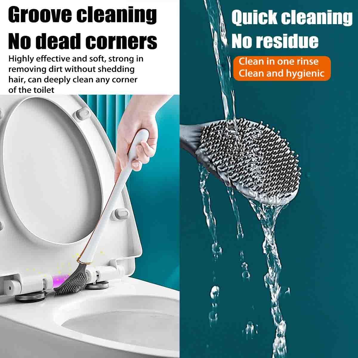 Flexible Silicone Toilet Brush with Wall Mounted Holder