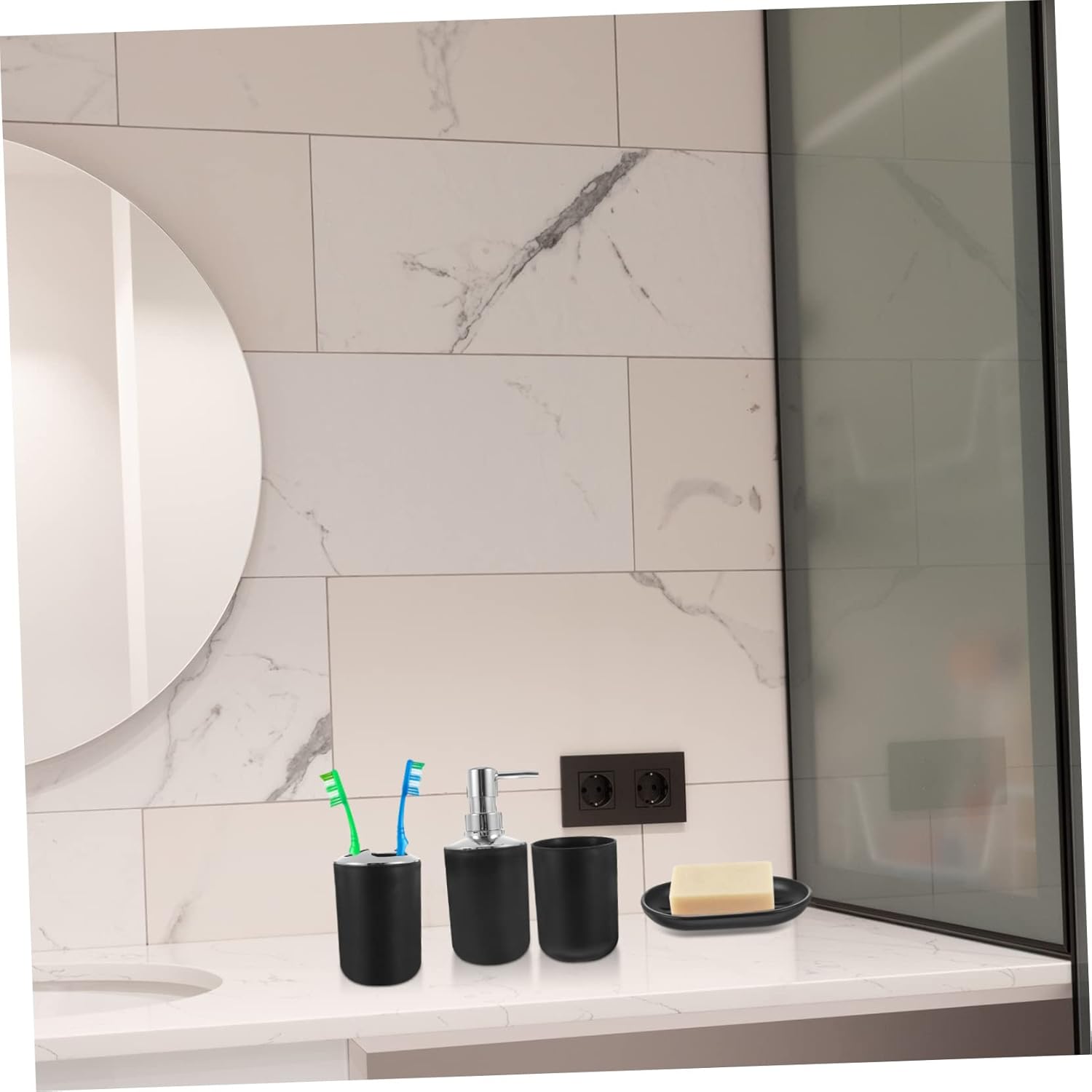 Veemoon Elegant Black Bathroom Accessories Set