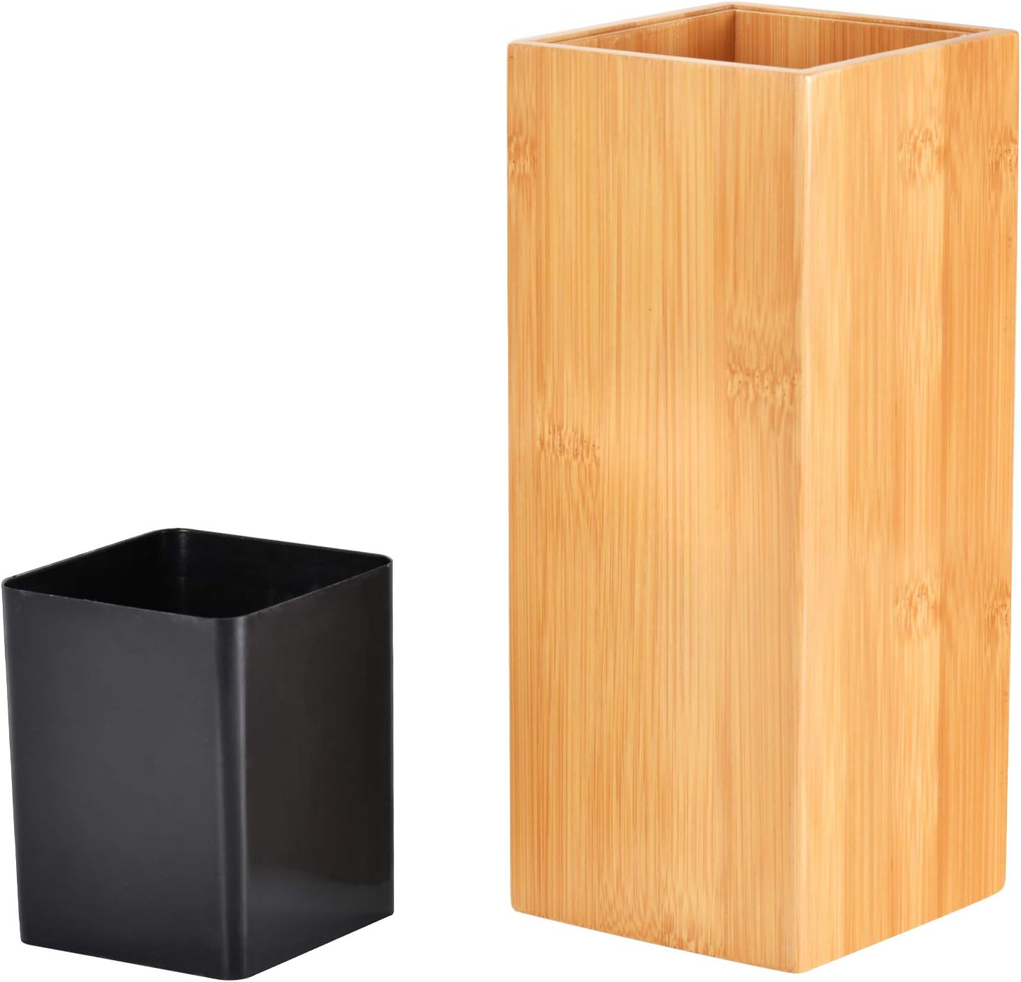 Deluxe Toilet Brush with Bamboo Holder and Stainless Steel Handle