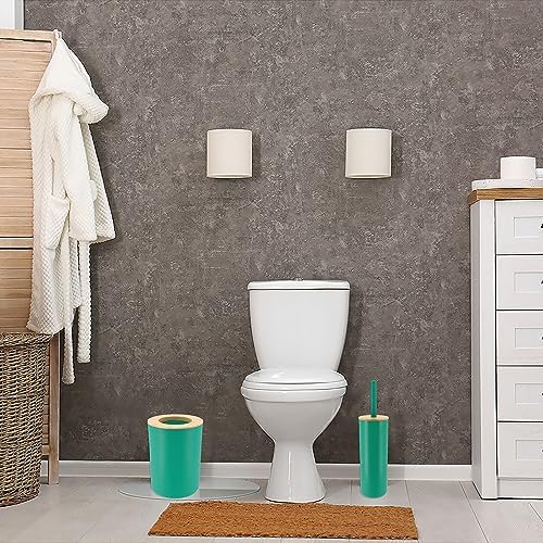 Green Toilet Brush with Bamboo Holder - Eco-Friendly Bathroom Accessory
