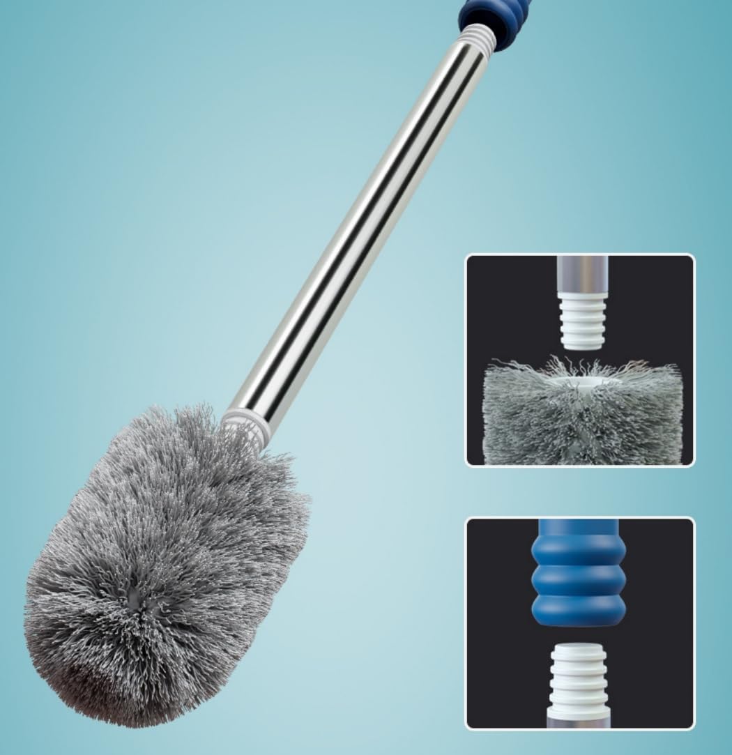 NewKingStar 2 Pack Toilet Brush and Holder Set White and Blue