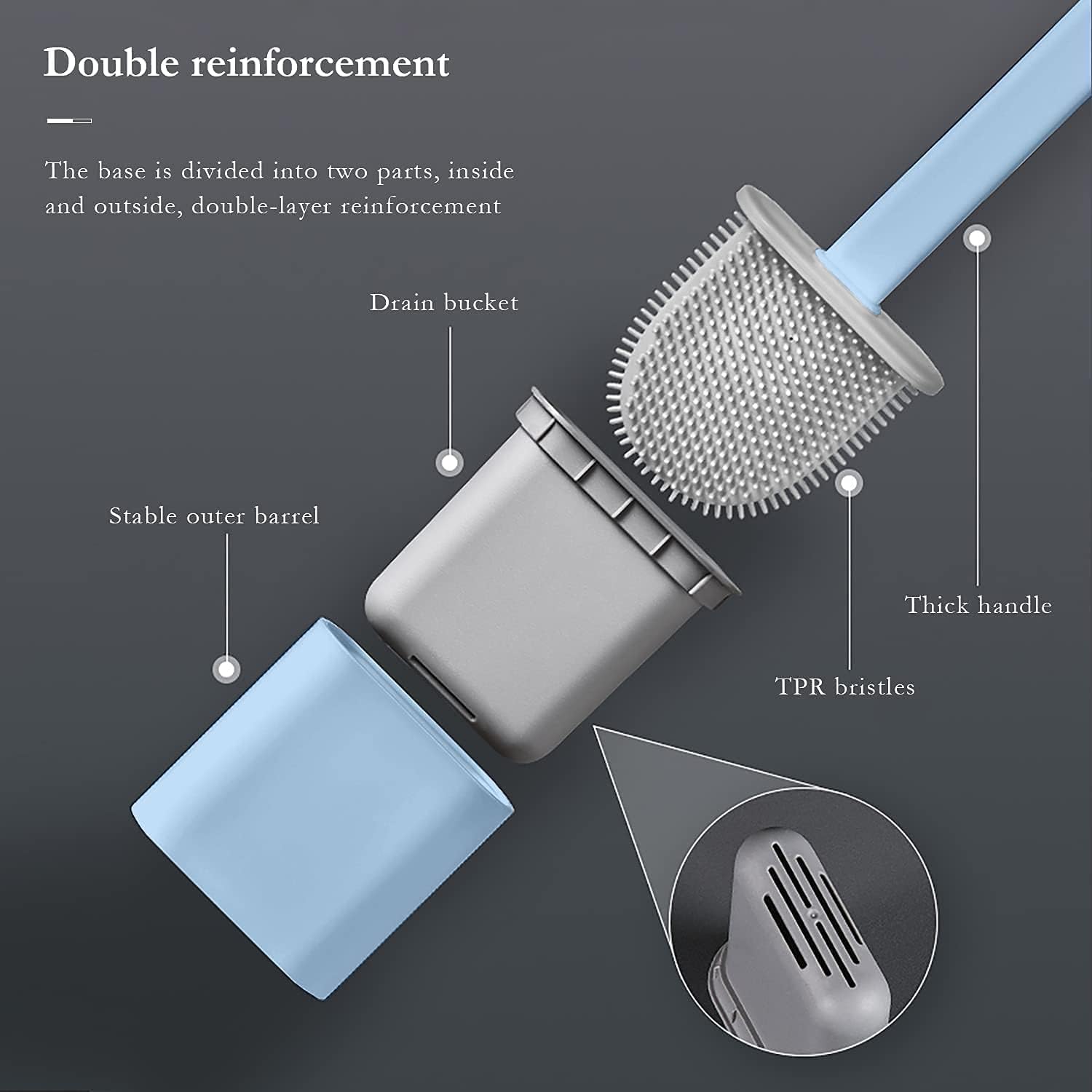 Silicone Toilet Brush Set with Wall Hook and Holder