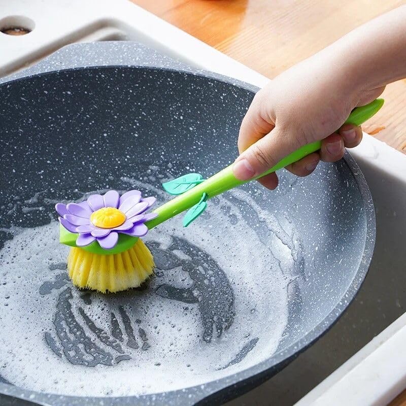 Flower Kitchen Washing Brushes and Stands Set of 3 1