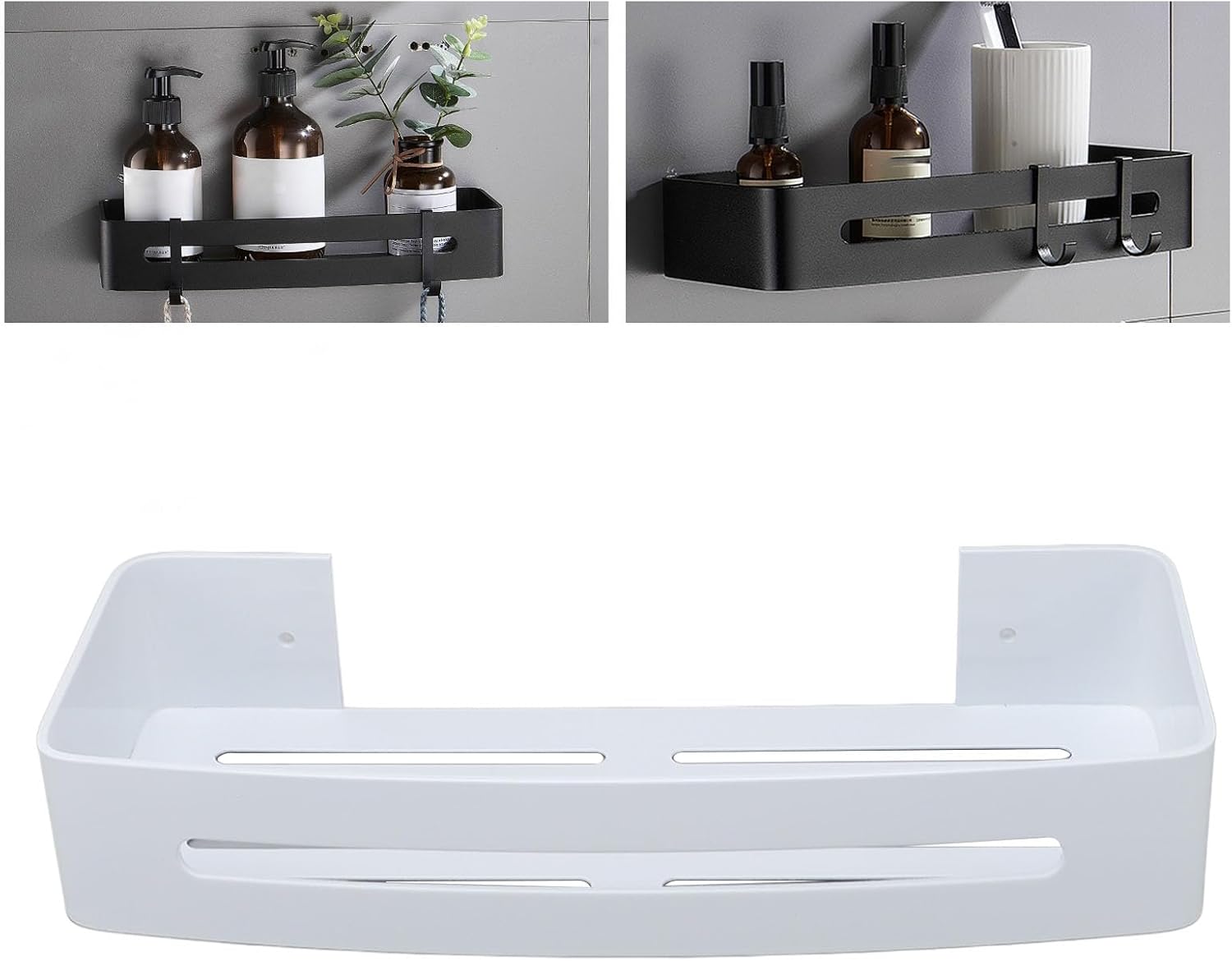 Pssopp Bathroom Wall Mounted Shelf Space Aluminum Shower Rack White