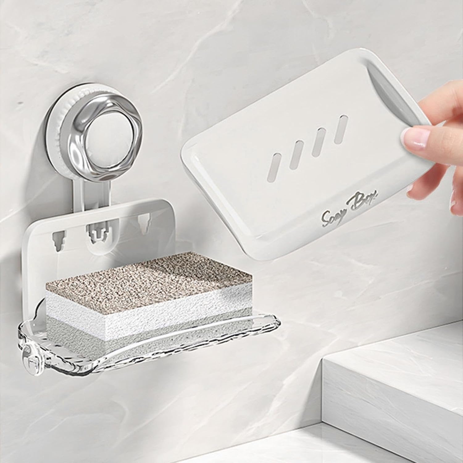 Double Layer Suction Soap Dish for Shower Wall Mount