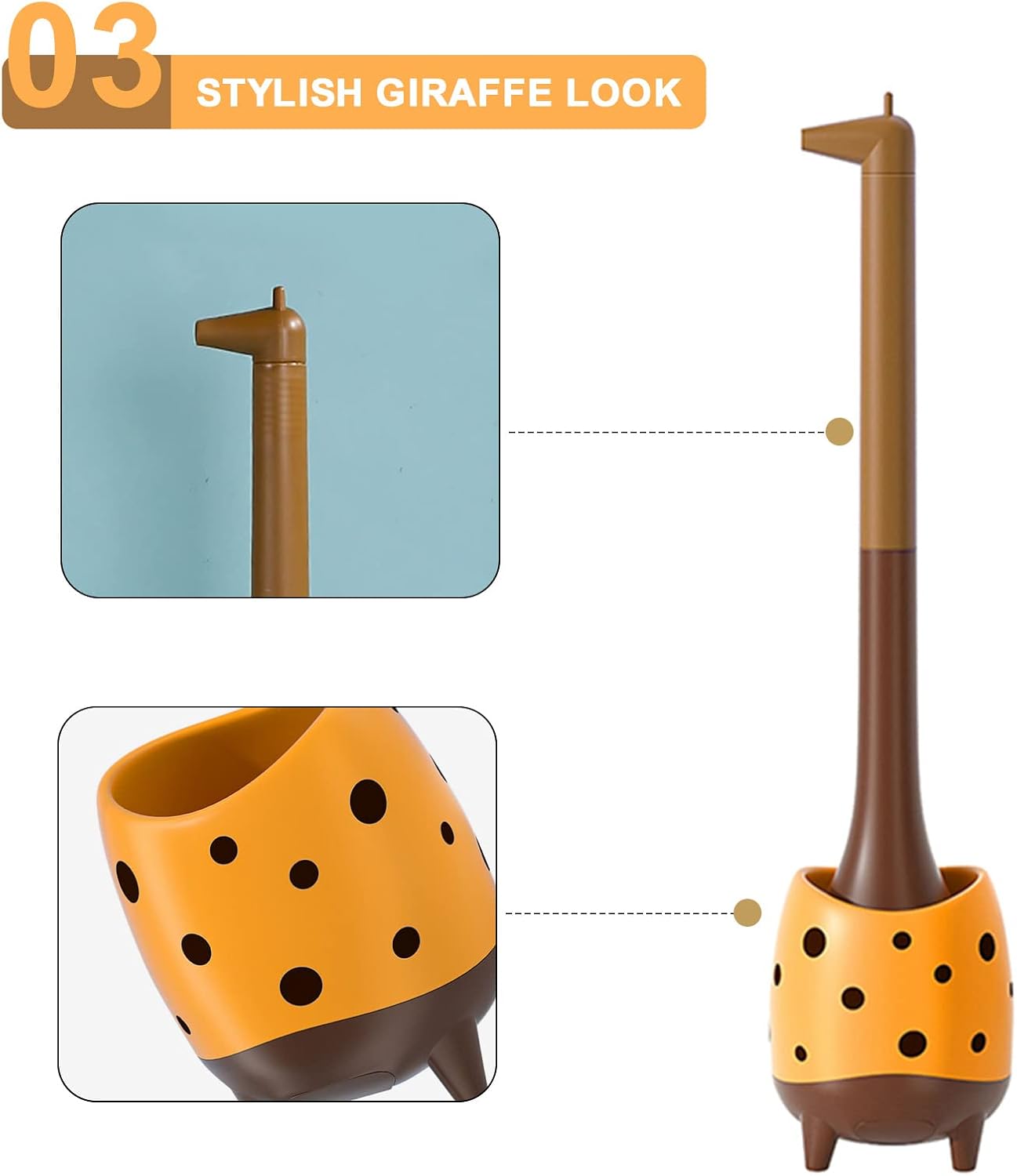 XXFLOWER Giraffe Toilet Brush Compact Cute Design