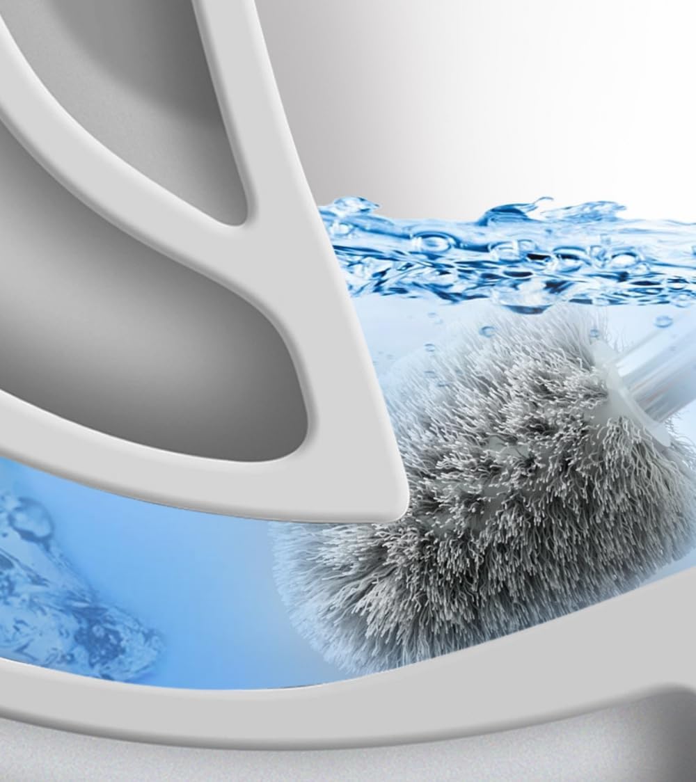 NewKingStar 2 Pack Toilet Brush and Holder Set White and Blue