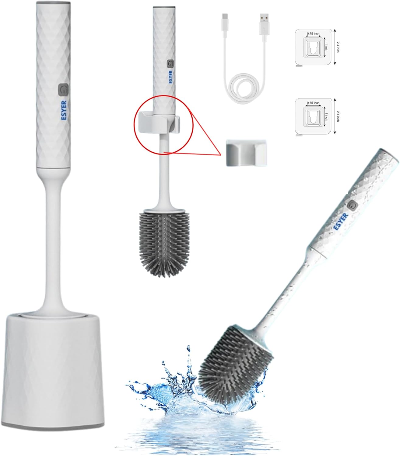 ESYER Electric Toilet Brush with Holder 1