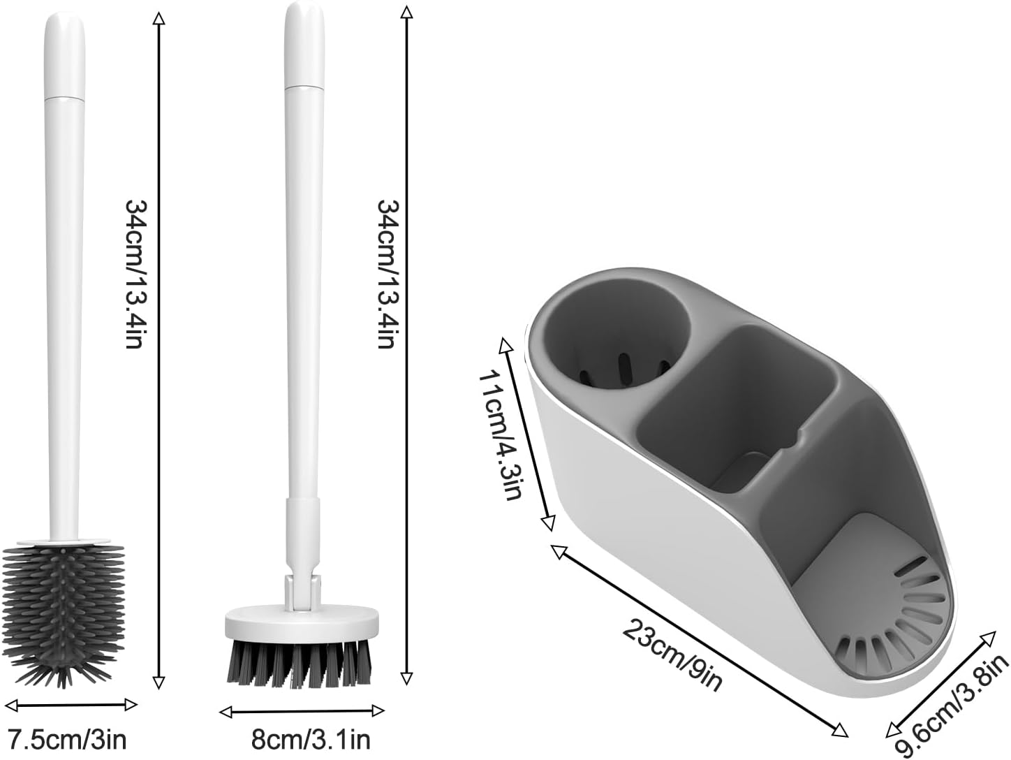 BITOPE 2-in-1 Toilet Brush with Holder and Floor Scrubber