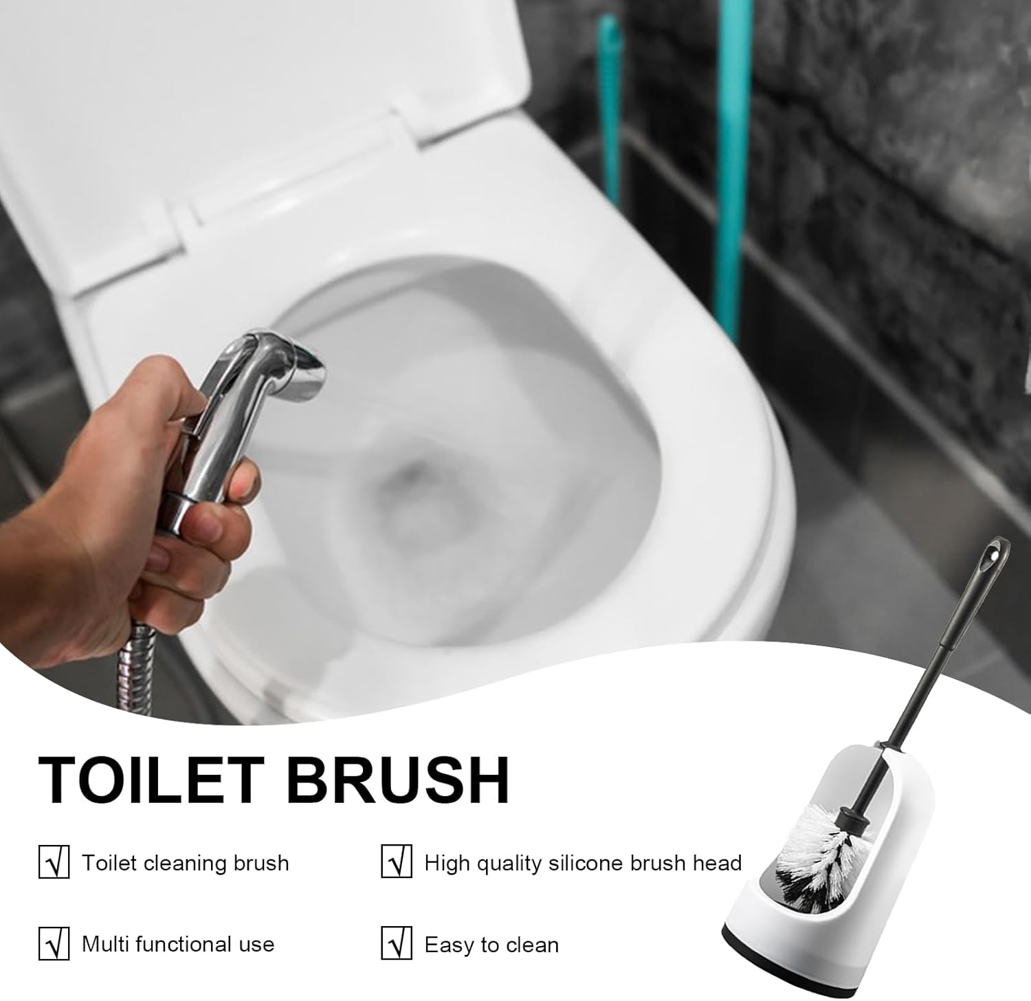 Annewi Toilet Brush Set with Wall Mount Holder