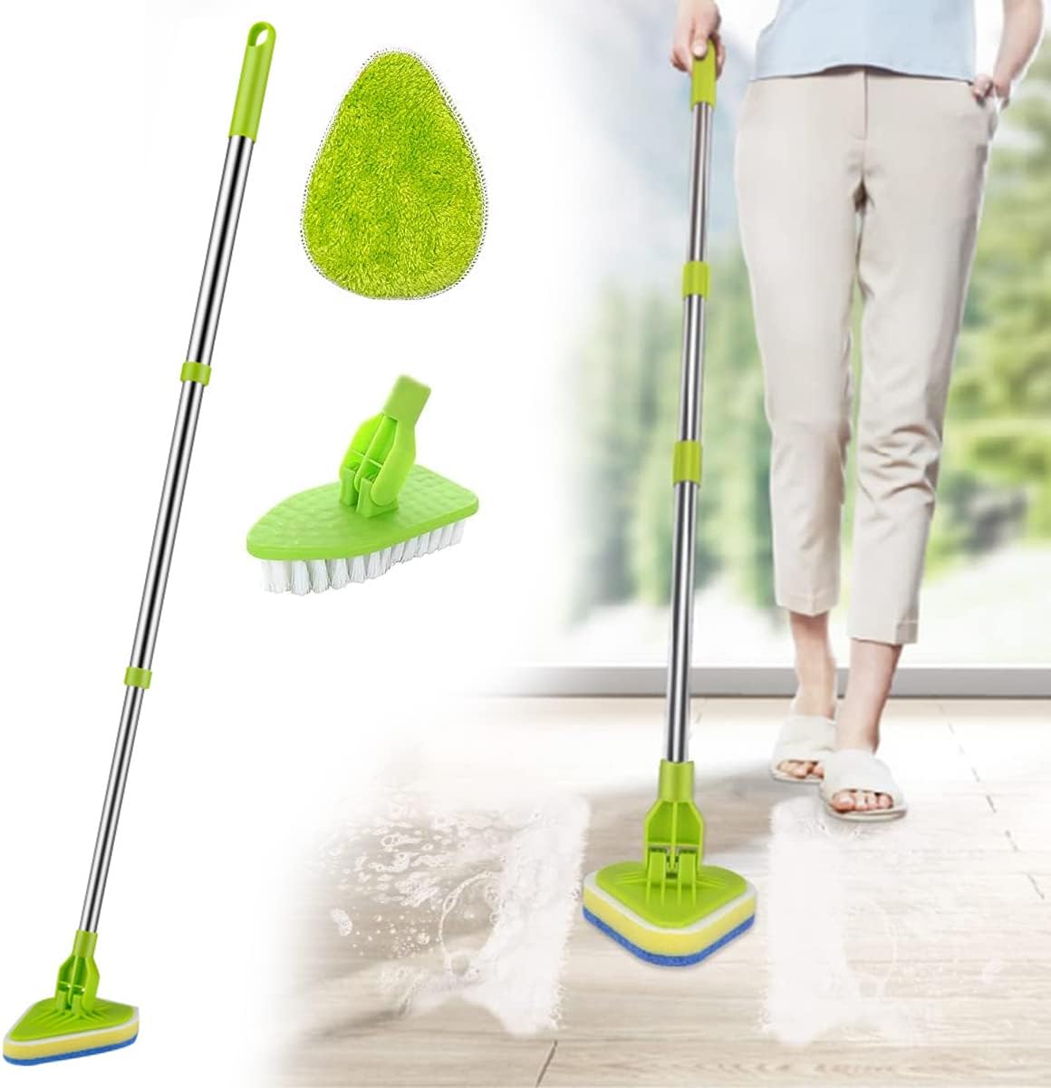 Adjustable 3 in 1 Toilet Scrub Brush with Long Handle