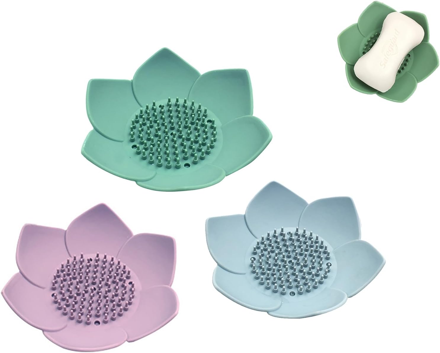 3 Pack Soap Dishes with Draining and Non-Slip Design