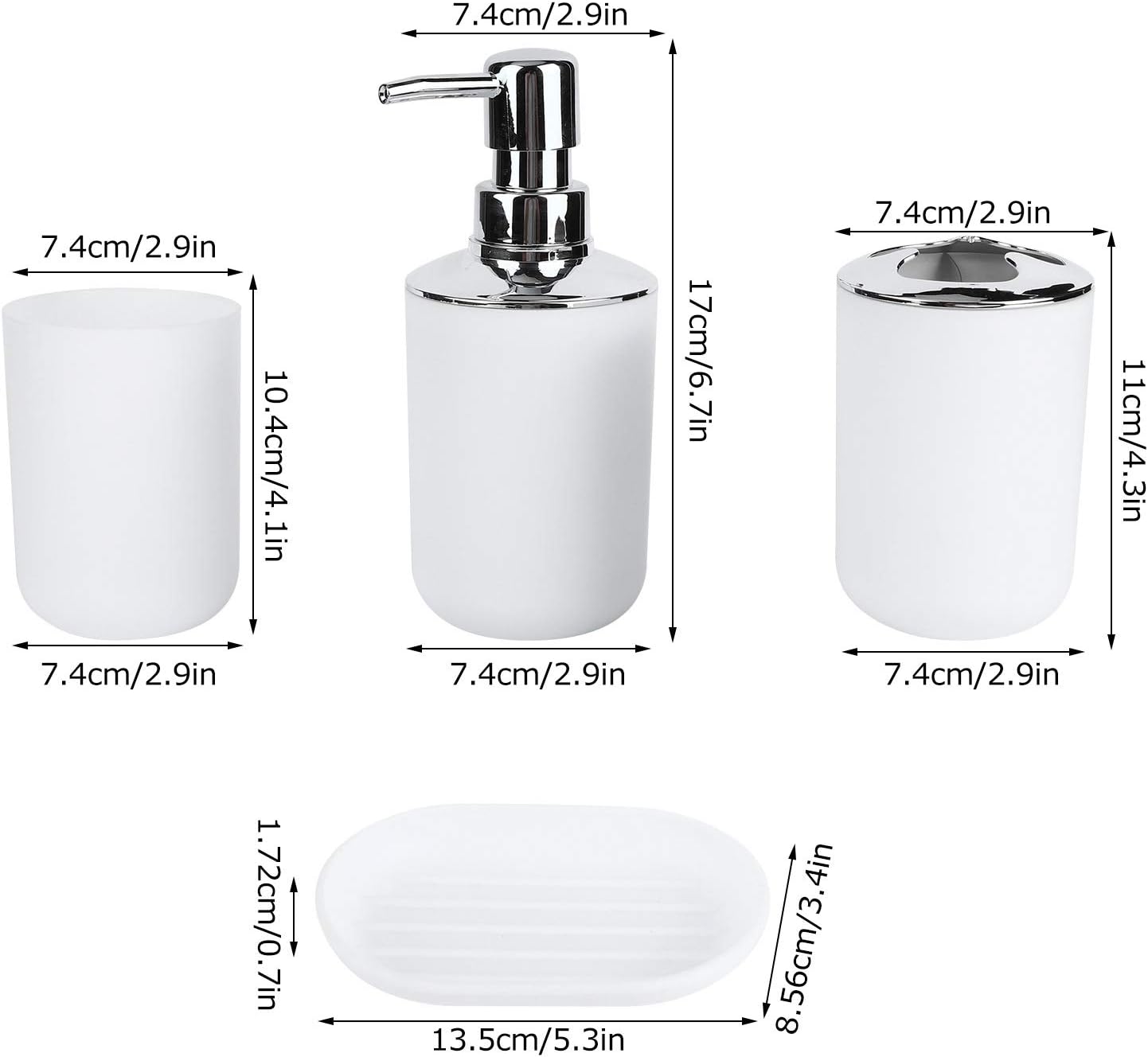 Kuuleyn 4Pcs Bathroom Accessory Set White