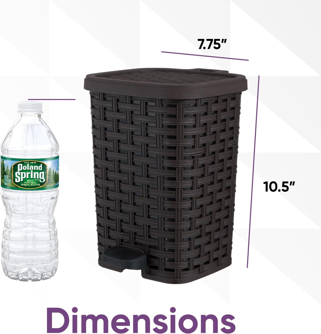 Superio Bathroom Trash Can and Toilet Brush Set 15 Gallon Brown