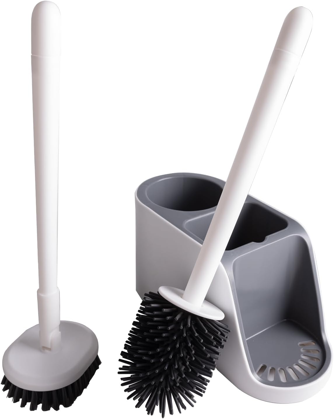 BITOPE 2-in-1 Toilet Brush with Holder and Floor Scrubber