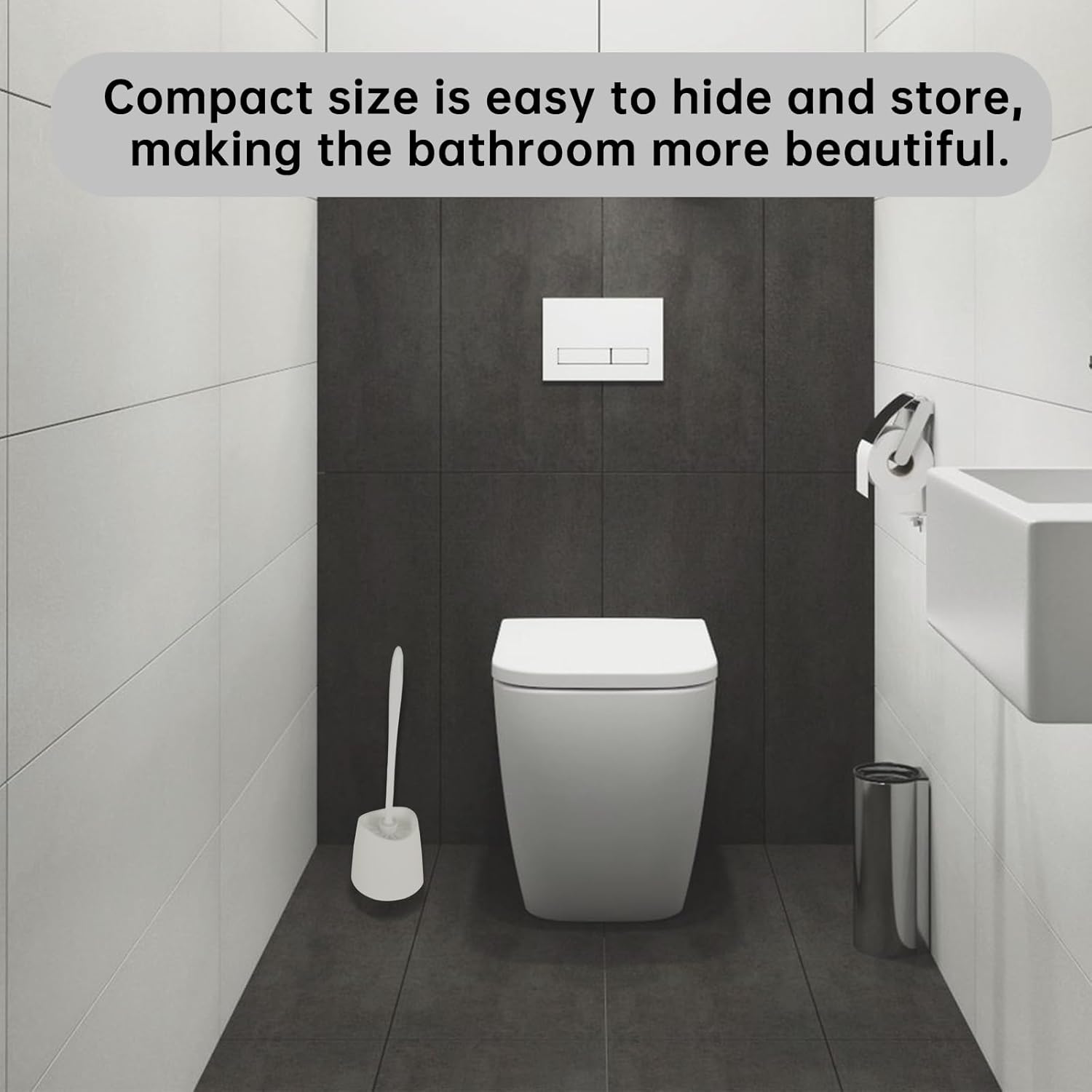 White Toilet Brush Holder for Space-Saving Storage