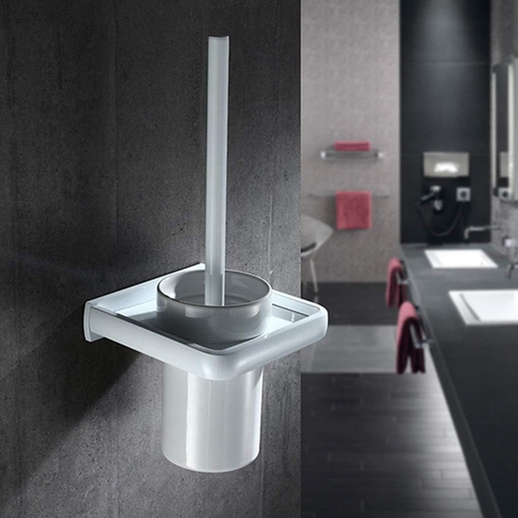 LUDSUY Wall-Mounted Nordic Space Aluminum Toilet Brush Set