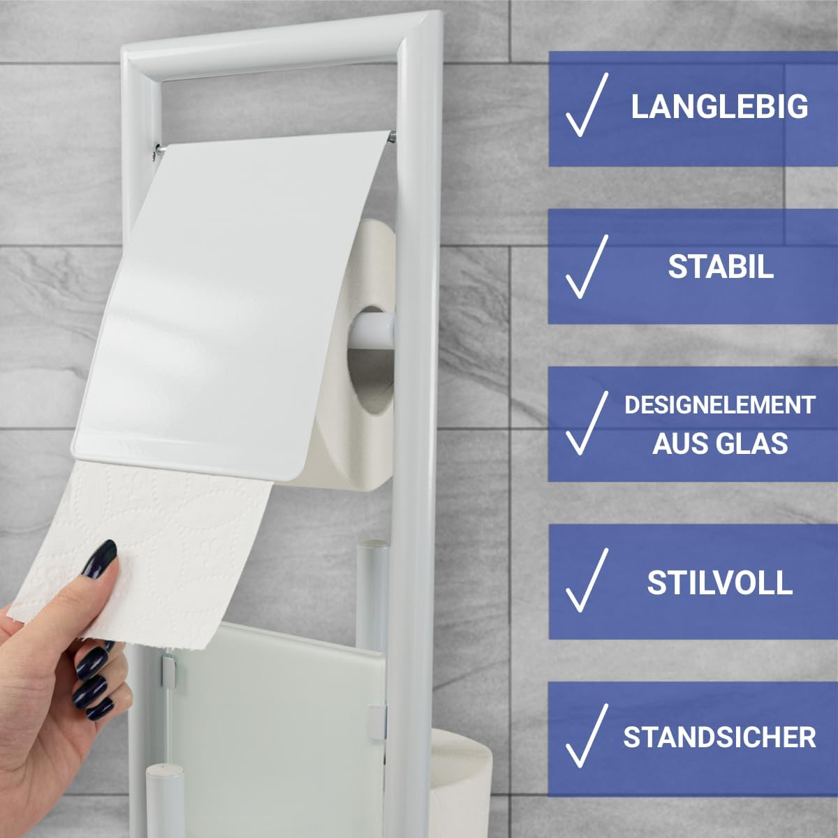 WENKO Ravina 3-in-1 Toilet Brush and Paper Holder