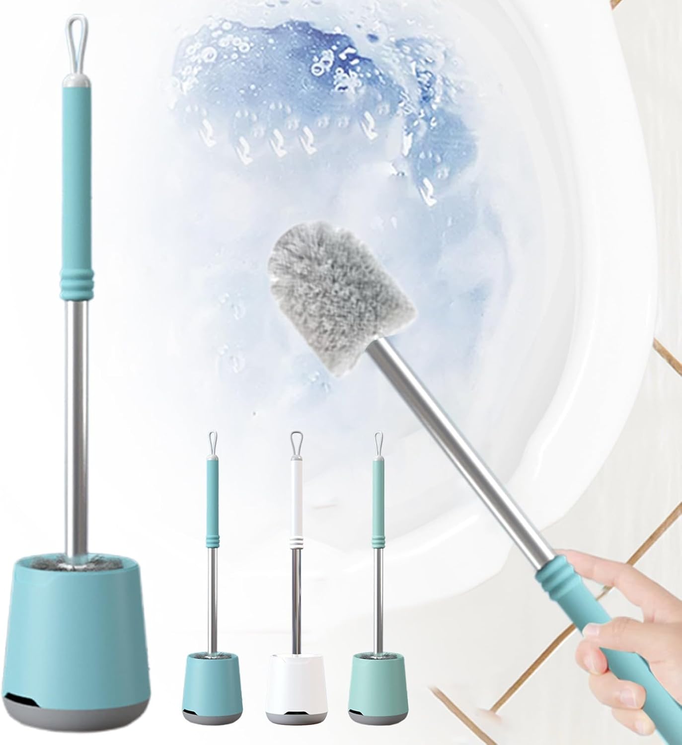 Toilet Brush with Covered Holder and Durable Bristles