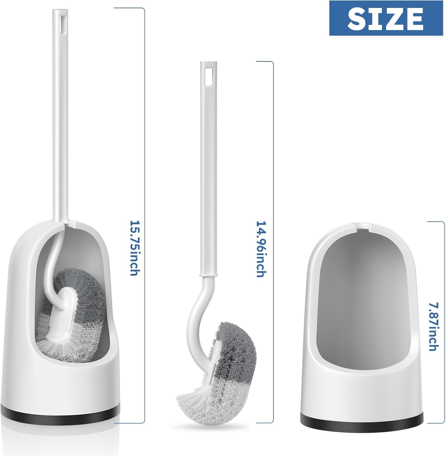 TRENTI Toilet Brush 2-Pack Set with Holder and Extra Long Handle